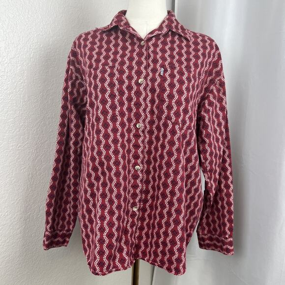 VTG Levis Shirt Adult M/L Red Geometric Button Up Western Retro Rodeo Cowboy - Picture 1 of 10